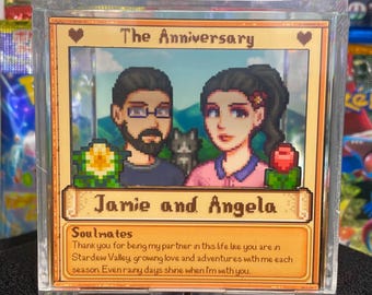 Spersonalizowany portret 3D Stardew Valley Cube - Spersonalizowane prezenty dla par - Prezent na rocznicę - Prezent dla niego i dla niej - Prezent dla farmera Portret gracza