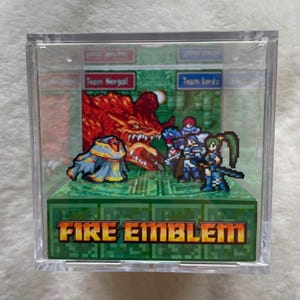 Fire Emblem Diorama - Nergal vs Eliwood, Hector und Lyn, Fire Emblem 3D Handmade, Diorama Würfel, Einzigartiges Geschenk für Gamer