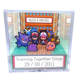 CUSTOMIZABLE Pokemon Special Date Gift - Pokemon Anniversary 3D Diorama Cube, Gamer decor for Pokemon fans, Personalized Diorama for couples