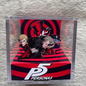 Persona 5 Customizable 3D Cube Diorama - Choose your party of 4 - Joker and 3 more - 3D Handmade, Diorama Cube,  Unique Gift for Gamers