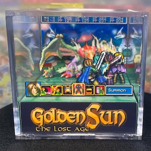 Golden Sun 2 - The lost age - Fight Against Doom Dragon - Computer videogame - Personalized cube Shadowbox with lots of options