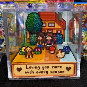 Custom Stardew Valley 3D-kubus - Gepersonaliseerde cadeaus voor koppels - Verjaardagscadeau - Cadeau voor hem haar - Cadeau voor landbouw Gamer - Alle seizoenen