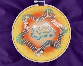 Sun Staring - Embroidery Art Original Unique Design Sewing Hoop