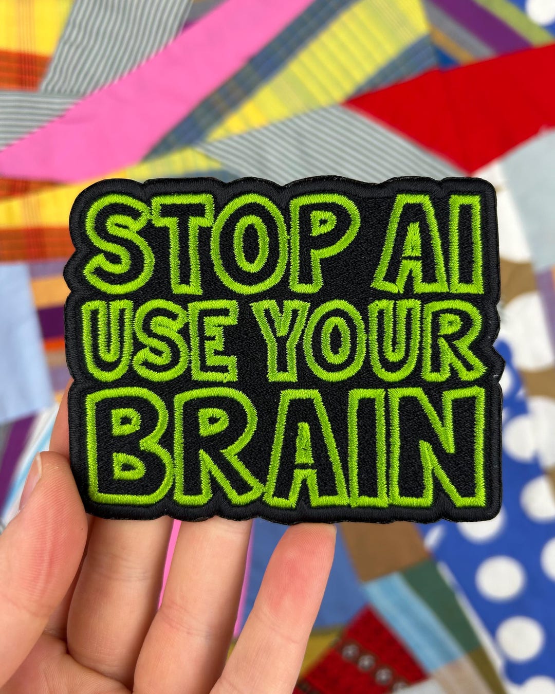Brain Patch Stop AI Use Your Brain Patch - Embroidery - Etsy