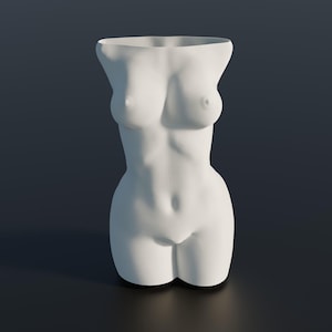 Zeitgenössische 3D gedruckte weibliche Figur Vase | Einzigartiges & minimalistisches Dekor für frische, getrocknete oder Lego-Blumen für Zuhause und für Kunstliebhaber