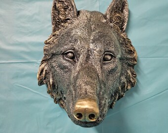 Impressive Wolf Face Sculpture/Wall Art
