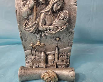Holy Family on Scroll Statue