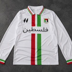 Koszulka Palestine, Koszulka Vintage Palestine, Koszulka piłkarska Palestine, Koszulka piłkarska Palestine, Koszulka Palestine biała z długim rękawem
