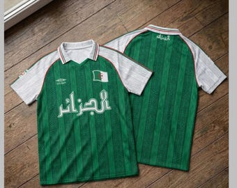 Algérie, Maillot vintage, Maillot domicile de l'Algérie, Maillot de football de l'Algérie, Maillot de football de l'Algérie