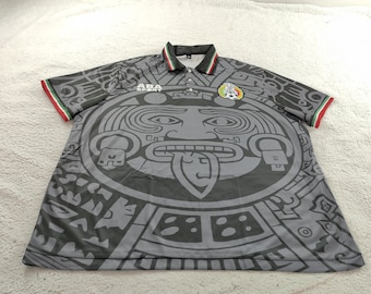 Mexiko-Trikot, Vintage Mexiko-Trikot, Mexiko 1998 Auswärts-Fußballtrikot, Mexiko-Trikot, Mexiko 1998 schwarzes Trikot