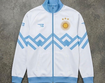 Argentina jacket soccer jersey shirt, 90' futbol chaqueta Argentina retro jacket white original design SUBLIMATION