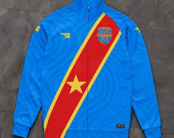 RD Congo jacket soccer jersey shirt, 90' futbol chaqueta RD Congo retro jacket blue original design SUBLIMATION