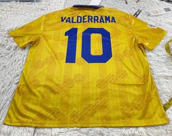 Koszulka piłkarska Valderrama Colombia replika koszulki, koszulka piłkarska domowa z 1994 roku, reprezentacja Kolumbii w stylu retro