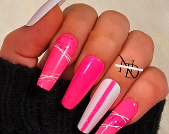 Neon Wire Press-On Nails - Wiederverwendbare,  Kunstnägel im Set