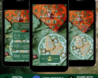 Christmas Cookie Exchange Party Invitation, Editable Holiday Cookie Swap Invite, Digital Christmas Baking Party Template, Instant Download