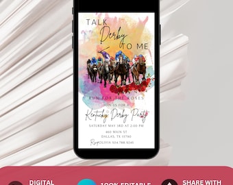 Kentucky Derby Party Invitation | Talk Derby to Me | Kentucky Derby Party | Derby Invitation | Derby Day Party Invite | Editable Template
