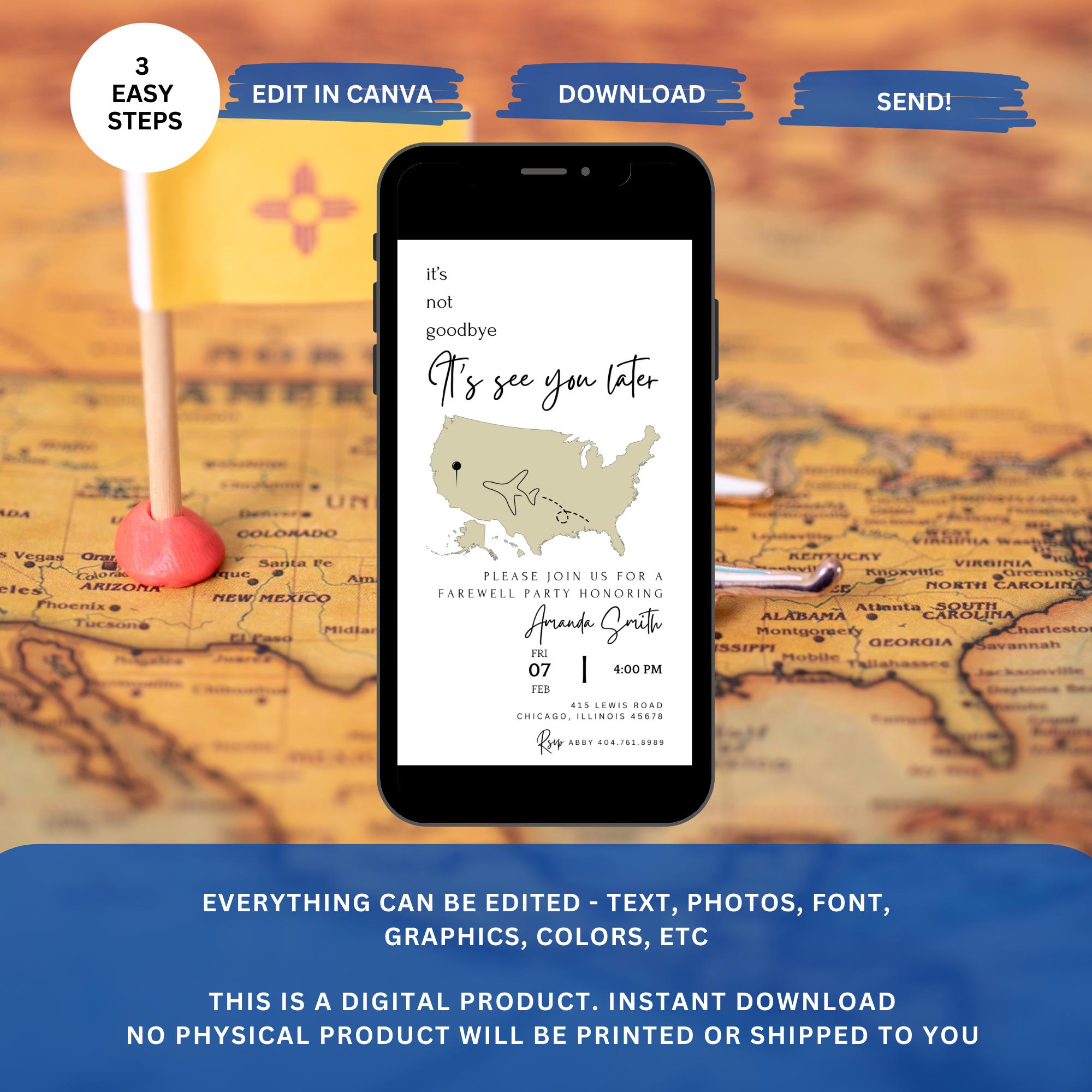 Farewell Going Away Party Invitation. Digital Animated Moving Out of ...