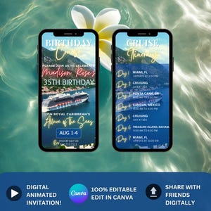 Video Cruise Invitation Template Birthday Cruise for her Animated Invitation Girls Trip Cruise Itinerary Template Birthday Party Invite