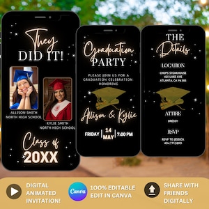 Joint Graduation Party Invitation Two Person Grad Party Invite Siblings Grad Party Twin Graduation Double Grads Class of 2025 Editable