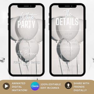 All White Party Invitation, Birthday Dinner Invite, All White Birthday Affair Itinerary, Summer White Party Template, Editable Canva Evite