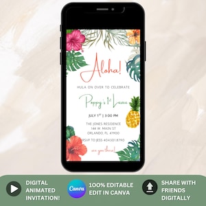 1st Luau Birthday Invitation Template Luau First Birthday Invitation Tropical Birthday Invitation Aloha Birthday Hawaiian Invitation