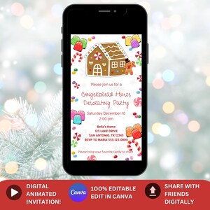 Gingerbread House Decorating Party Invitation, Fun Holiday Party Invitation for Kids, Gingerbread Party Invitation, Christmas Cookies Invite