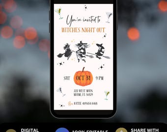 Witches Night Out Invite | Animated Witch Party Invitation | Editable Spooky Girls Night | Pick Your Poison Halloween Evite | Costume Party