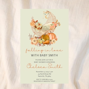Falling in Love Baby Shower Editierbare Einladung Herbst Baby Shower Invite Gender Neutral Baby Shower Herbst Boho Baby Shower Invite Template