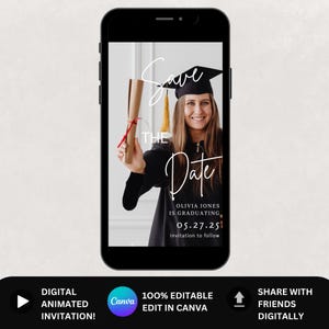 Graduation Save the Date Template, Save the Date Text message, Animated Save the Date, Graduation Party Template, High School Invitation