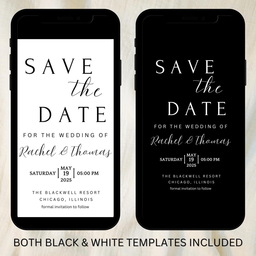 Digital Invite Electronic Save the Date, Minimal Save the Date E-invite ...