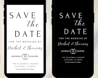 Digital Invite Electronic Save the Date, Minimal Save the Date E-invite Template, Electronic Save The Date Digital, Download Text Message