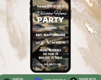 Animated Military Welcome Home Invitation Template, US Army Digital Invite, Military Celebration, Military Homecoming Party, Military Party