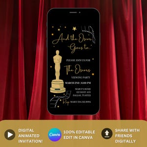 Invito alla festa degli Oscar e l'Oscar va agli Oscar Invito agli Oscar Invito agli Oscar Invito digitale per telefono Invito alla festa degli Oscar