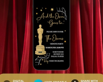 Oscar Party Invitation And the Oscar Goes To Oscars Invitation Academy Awards Invitation  The Oscars Digital Phone Invite The Oscars Party