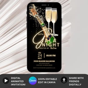 Editable Gala Night Party Invitation | Gala Fundraiser Banquet Invitation | Business Corporate Awards Night Invite | Custom Canva Template