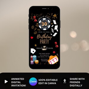 Editable Casino Birthday Invitation, 21st 30th 40th 50th Poker Birthday Party, Casino Night, Casino Retirement, Playing Cards Poker Digital