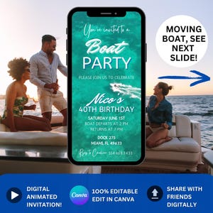 Yacht Party Invitation, Boat Party Invitation, Cruise Itinerary, Yacht Invite, Boat Invitation, Summer Boat Party Birthday Invitation