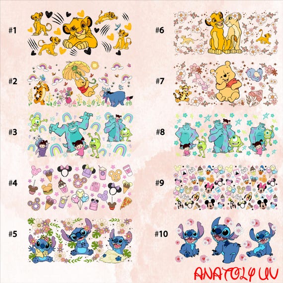 Disney Uv Dtf, Disney 16oz Wrap, Single UV DTF, No Heat Needed, Permanent Adhesive, Waterproof, Ready to Apply, Uv Dtf Decals, High Quality