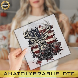 Deer American Flag dtf , Deer Hunting dtf Ready To Press Dtf Transfer, Heat Press,Ready to Press, Ready To Apply Designs,DTF Transfer