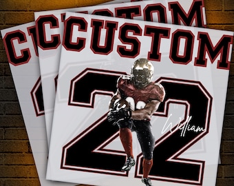Personalized Football Custom Number and Photo DTF Transfer