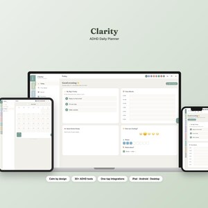 ADHD Planner | Calm Digital Focus Timer, Brain Dump Tracker (Digital Download)