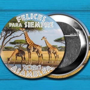 Paquetes de BOTÓNES PIN: Asamblea Felices dla Siempre 2026 - JIRAFA