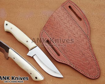 Hand-Forged Hunting Knife | Bone Handle | Carbon Steel Blade | Skinning & Outdoor Knife
