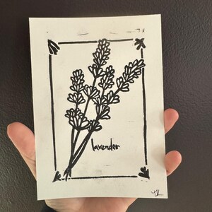 Lavender Linocut Print