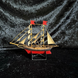 Vintage Metal Sailing Ship | Model Galleon Frigate Schooner