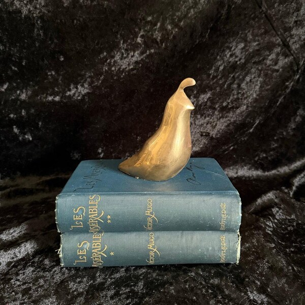 Estatua de codorniz de latón vintage / MCM / Decoración animal clásica