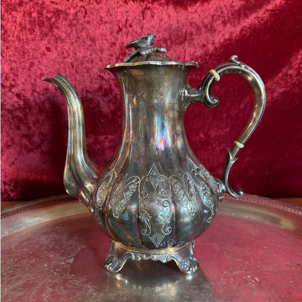 Sheffield Silver Plate Coffee Pot with Bone in Handle | 1850-1890 | Antique Serving ware