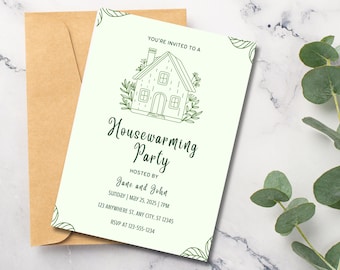 Housewarming Party Invitation, Editable Template (Digital Download)