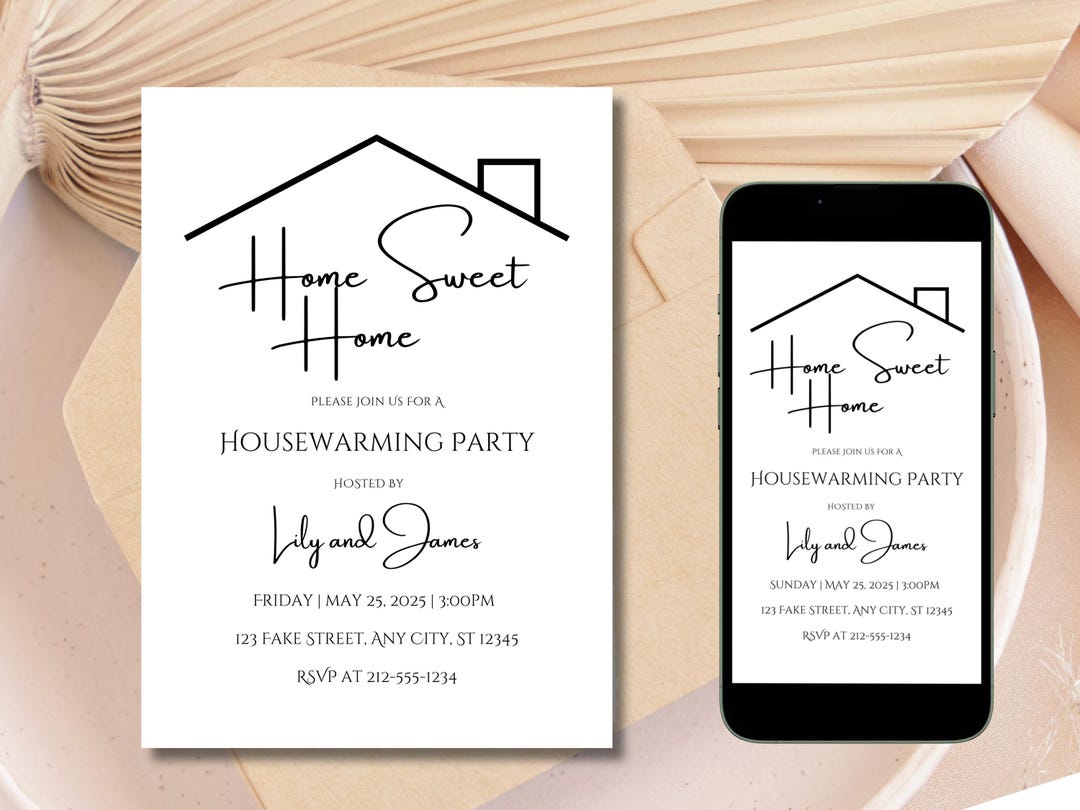 Editable Housewarming Invitation Template, Minimalist Design (digital ...