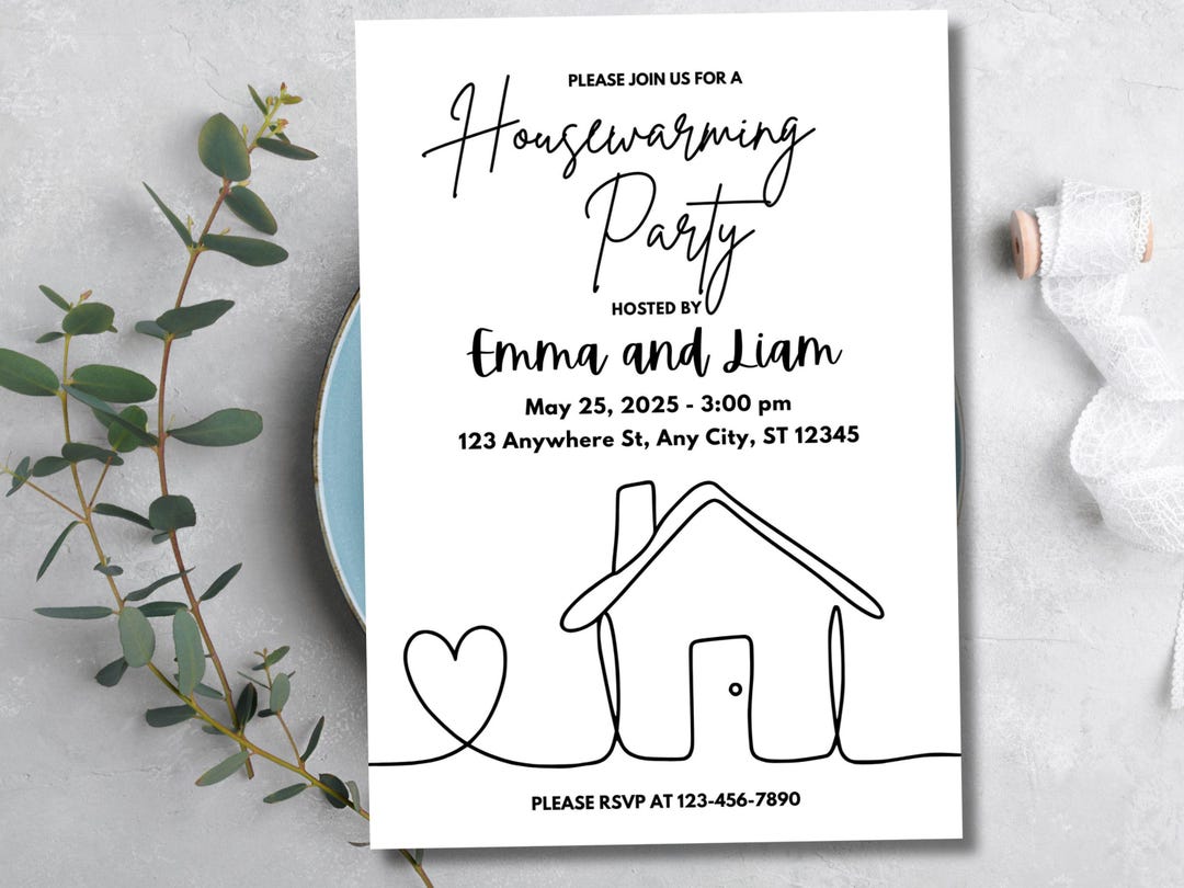 Editable Housewarming Invitation Template, Minimalist Design (digital ...
